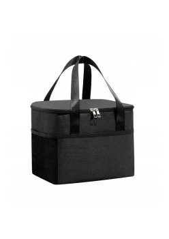Geanta Termica Flippy pentru Pranz, Compartimente Telefon si Tacamuri, Multifunctionala, Impermeabila, 24x18x21 cm, Negru