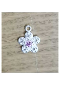 Pandantiv din Argint 925, Jolie Silver, Model Floare Cu Pietre, 0.9 g, 1 x 1 cm, Roz