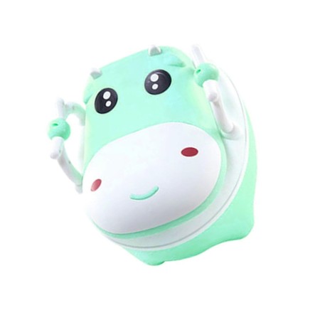 Olita pentru Copii, Flippy, +1an, Portabila, Design Vacuta cu Capac, Model Prietenos, Non-Toxic, cu Manere, Compartiment Detasabil, Perie Inclusa, Usor de Curatat, Verde