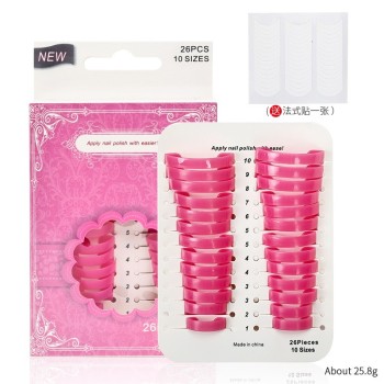 Set Aplicator Unghii, Flippy, 26 Protectii pentru Oja, 10 Dimensiuni, Reutilizabile, 15x2.4x8.8 cm, Roz