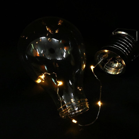 Lampa Solara LED Decorativa sub forma de Bulb, pentru exterior, suspendata, IP65, Ultron Transparent, lumina calda, Flippy