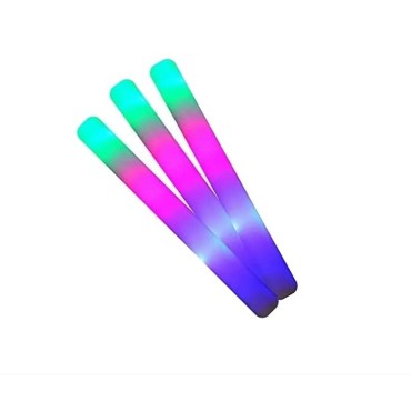 Bagheta cu Led, Flippy, din Burete, cu Baterii, Lumina Multicolora, 48 x 4 cm, Alb