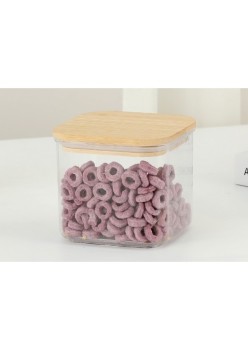 Cutie de Depozitare Alimente, Flippy, 0.5 L,  cu capac, 10x10x8 cm, transparenta-maro
