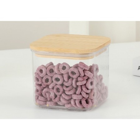 Cutie de Depozitare Alimente, Flippy, 0.5 L,  cu capac, 10x10x8 cm, transparenta-maro