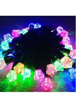 Instalatie de Craciun RGRB Liniara, Model Diamante,10 m din care 1 m Prelungitor 220V, 40 LED, Interconectabila, Fir Negru, multicolor
