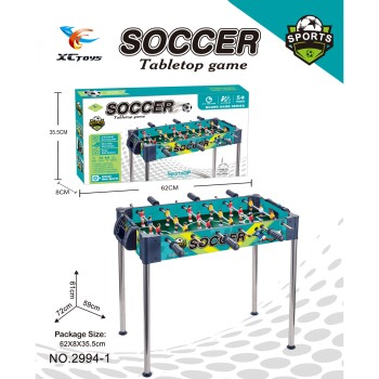 Masa de fotbal cu teren  Flippy, 8 manere, cu Tablou Scor, din Metal, Lemn si ABS, 62x8x35.5 cm, cu Picioare Inalte, Design Albastru, pentru copii/adulti