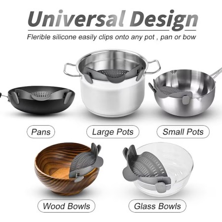 Filtru Silicon, Flippy, Gri, Rezistent la Temperaturi Inalte, Universal, Paste, Legume, Fructe, 23x12.5x6.7 cm