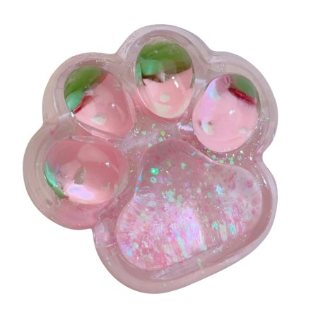 Jucarie Antistres Squishy, Flippy, cu Revenire Lenta, Model Labuta de Pisica cu Sclipici, 6.5x6 cm, 60g, Ambalaj Transparent, Roz
