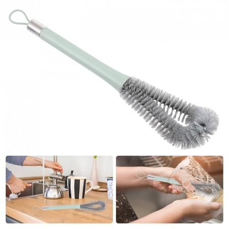 Perie de Curatat Pahare, Sticle, Biberoane, Flippy, cu Maner Lung, Uz Casnic, Silicon, Ergonomic, 3.9x5.4x38.5cm, Verde