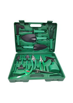 Set 12 Unelte de Grădină cu Cutie, pentru Plantare și Îngrijire Plante, PVC & Carton, 37x28 cm, Verde – Complet pentru Grădinari