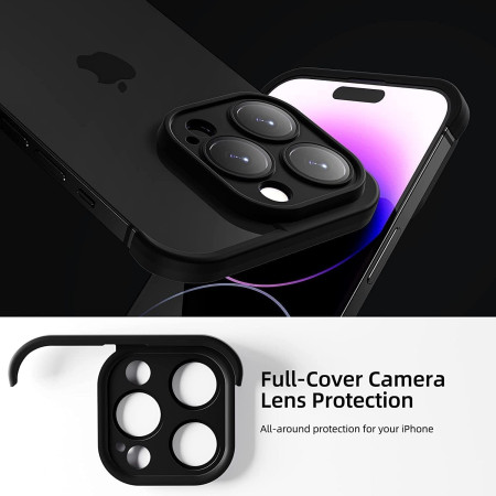 Husa Metalica Edgeless  Compatibila cu iPhone 15 Pro Max, Flippy, Protectie pentru Colturi si Camera, Aliaj, Antisoc, Antizgariere, Negru Metalizat