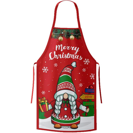 Sort de Bucatarie Elf, Decorativ, Tema de Craciun, 50 x 70 cm, Poliester, Rosu