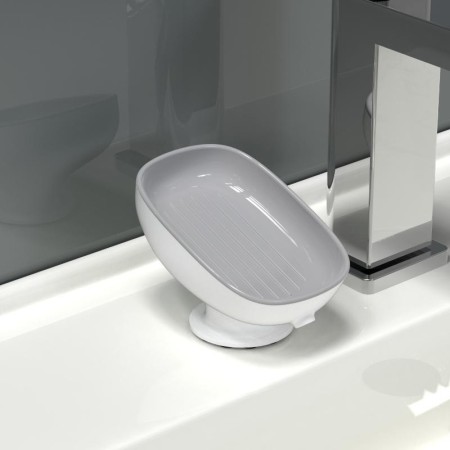 Savoniera din Plastic, Flippy, cu Ventuza, Design Modern, Gri