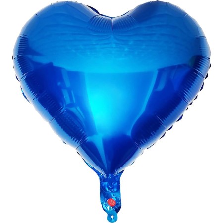 Balon din Folie Metalizata, Flippy, Figurina Inimioara, Model Simplu, Tematica Iubire, 40 cm, Ambalaj Individual, Pai Inclus, Umflare cu Aer sau Heliu, Albastru