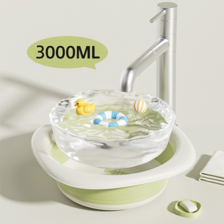 Cada Pliabila pentru Baie pentru Copii, Flippy, Cadita pentru Bebelusi, Model Romb cu Balon, Verde, 31.5x31.5x3.5 cm, 3L