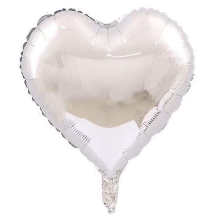 Set 3 Baloane din Folie Metalizata, Flippy, Figurina Inima, Tema Ziua Indragostitilor, 45 cm, Ambalaj Individual, Pai Inclus, Umflare cu Aer sau Heliu, Albastru/Argintiu