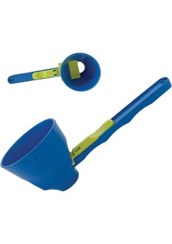 Lingura Gradata, Flippy, Tip Palnie, din Plastic, Coada Lunga, 8 x 8 x 3 cm, Albastru/Verde