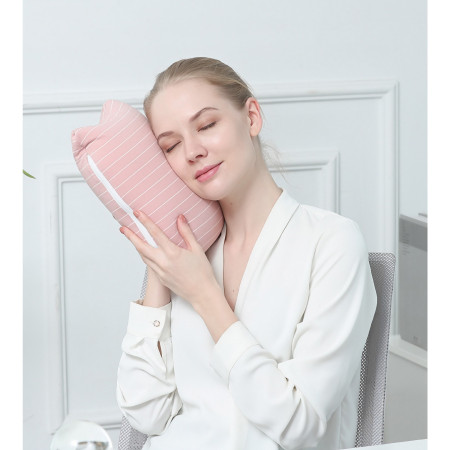 Pernă TravelFlex 2în1, Confort Ergonomic, Umplutură cu Particule de Spumă cu Memorie, Design Versatil, Roz