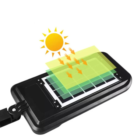 Lampă stradală solară Flippy, cu telecomandă, 36 cm x 11.5 cm, 108 COB LED, 2592 Lumeni, 21.6 W - echivalent 172 W bec incadescent, IP65, Senzor de Miscare, Senzor de Lumina, 2 Grile, Alb Rece