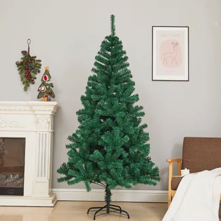 Brad de Craciun artificial cu suport inclus Flippy, 150 cm, 450 Ramuri Varfuri, Suport Clasic, Fara iluminare, utilizat pentru interior/exterior, Verde