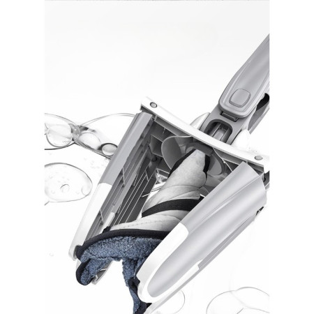 Mop Plat, Flippy, cu Sistem de Stoarcere, 4 Lavete Incluse, Lungime Telescopica 140 cm, Argintiu