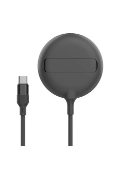Încărcător fără fir, Wireless, portabil Flippy, MagSafe 15W, mufa conectare Adaptor Type C, functie suport, pentru seriile iPhone 14, iPhone 13 si iPhone 12, Negru