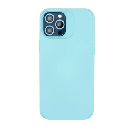 Husa Apple iPhone 14 Pro Max, Flippy, din Silicon Lichid, Interior din Microfibra, Lentile Fosforescente de Protectie Camera, Anti Amprenta, Rezistenta la Socuri, Bleu
