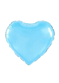 Balon din Folie Metalizata, Flippy, Figurina Inimioara, Model Simplu, Tematica Iubire, 40 cm, Ambalaj Individual, Pai Inclus, Umflare cu Aer sau Heliu, Bleu