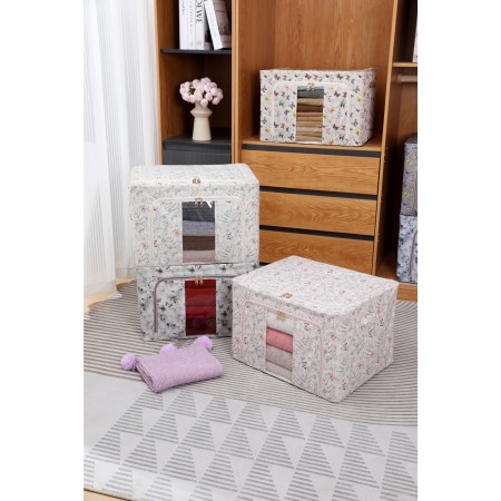 Cutie De Depozitare, Flippy, Pentru Haine, Lenjerie, Sosete Si Sutiene, Material Textil, 66L, Model Fluturasi, Roz