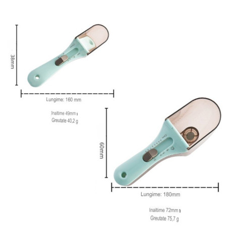 Set 2 Cupe Gradate pentru Bucatarie, Flippy, Cupe de Masurat Reglabile, Ergonomic, Confortabil, pentru Lichide si Solide, Volum ajustabil 5-30ml, 30-130ml, Culoare Albastru