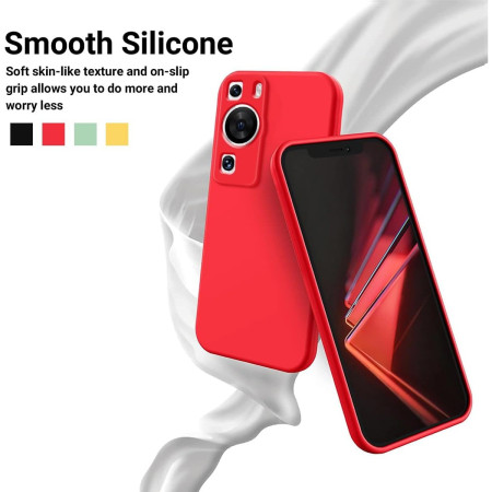 Husa de Protectie, Flippy, pentru Huawei P60 Pro, Liquid Silicon, cu Microfibra pe Interior, Protectie Antisoc, Compatibil Incarcare Wireless, Rosu