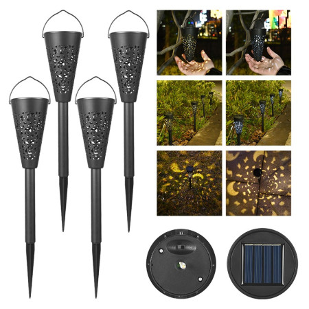 Lampă Solară Tip Torță - Efect Realist, Iluminare Alb Cald, Rezistentă la Intemperii, 41.5 cm