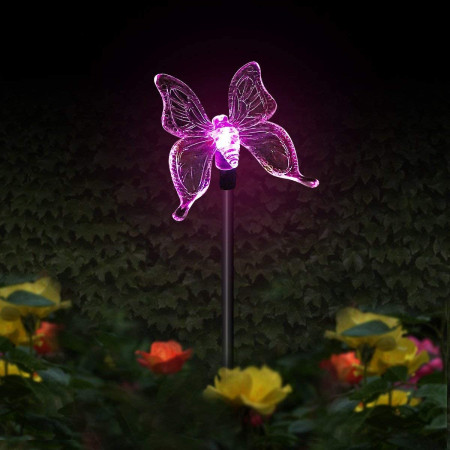 Set 3 Lampi Solare LED tip pasare-fluture-libelula, Inaltime 43 cm, Flippy, Multicolor