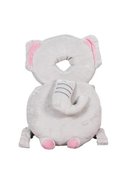 Rucsac cu Pernă de Protecție pentru Cap, Model Elefant din Plus, Suport Moale pentru Bebeluși, 33x6x19 cm, 180 g, Gri