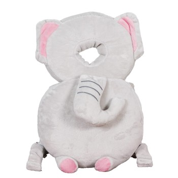Rucsac cu Pernă de Protecție pentru Cap, Model Elefant din Plus, Suport Moale pentru Bebeluși, 33x6x19 cm, 180 g, Gri