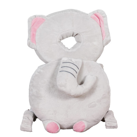 Rucsac cu Pernă de Protecție pentru Cap, Model Elefant din Plus, Suport Moale pentru Bebeluși, 33x6x19 cm, 180 g, Gri