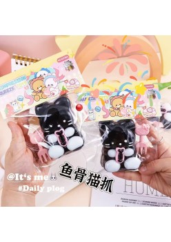 Jucarie Antistres Squishy, Flippy, cu Revenire Lenta, Model Pisicuta, Ambalaj Transparent, Negru