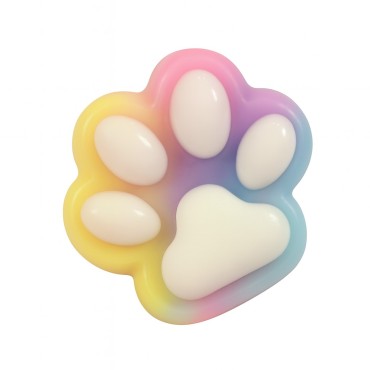 Jucarie Antistres Squishy, Flippy, cu Revenire Lenta, Labuta de Pisica Pufoasa, 8.5 x 7.5 cm, Ambalaj Transparent, Multicolor Alb