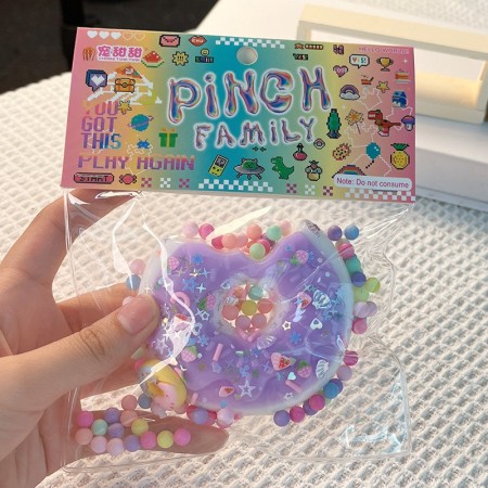 Jucarie Antistres Squishy, Flippy, cu Revenire Lenta, Model Gogoasa, 6x6 cm, 99g, Ambalaj Transparent, Mov