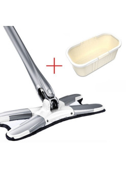 Set Mop Plat + Galeata, Flippy, cu Sistem de Stoargere, Lungime Telescopica 140 cm, Argintiu/Galben