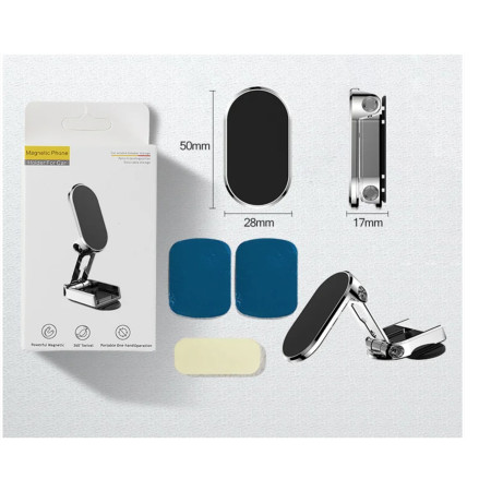 Suport auto magnetic multifuncțional Flippy, Universal, compatibil cu toate dimensiunile de telefon, negru
