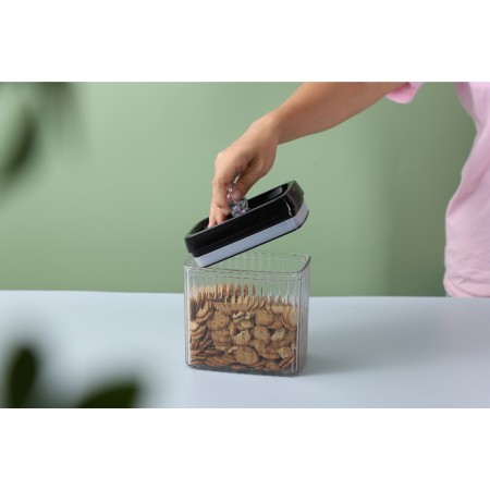 Container Borcan pentru Alimente, Flippy, din Plastic, 1.5l, Transparent, Model Abstract