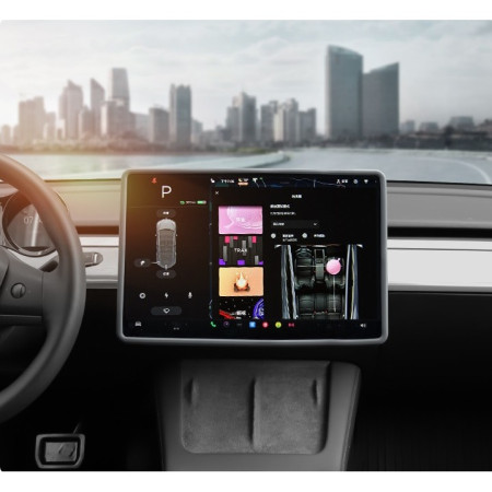Husa de Protectie Margini Ecran Frontal Tesla, Flipp, Compatibil cu Tesla Model 3/Y, din TPE, Gri