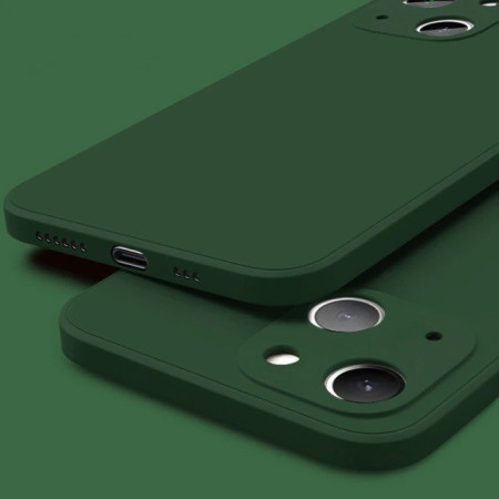 Husa pentru Apple iPhone 14 Flippy, Liquid Silicone, cu Microfibra pe interior, Protectie Antisoc, Dark Green, Verde inchis