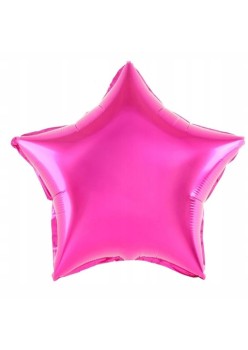 Balon din Folie Metalizata, Flippy, Figurina Stea, Model Simplu, Tematica Aniversare, 40 cm, Ambalaj Individual, Pai Inclus, Umflare cu Aer sau Heliu, Roz