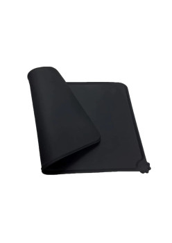Covoras din silicon pentru animale Flippy, pentru bol de apa si mancare, antiderapant, margini ridicate pentru a mentine apa, 48.5x30 cm, Negru