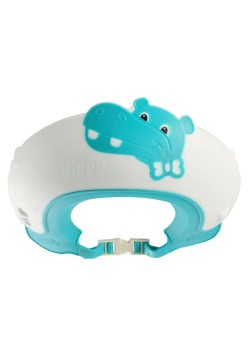 Viziera de Protectie Baie Pentru Copii, Fippy, Model Hipopotam, Dimensiune ajustabila, Durabil, Usor de curatat, Impotriva Samponului, pentru Ochi si Urechi, TPE+PP, 22x21 cm, Albastru