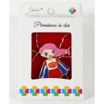 Martisor Brosa Mica in Cutie, Dimensiune Brosa 2.5-3 cm, Material Metal, Model Super Mama