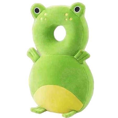 Rucsac cu Pernă de Protecție pentru Cap, Model Broscuță, Tetieră Moale pentru Bebeluși, 33x6x19 cm, 180 g, Verde