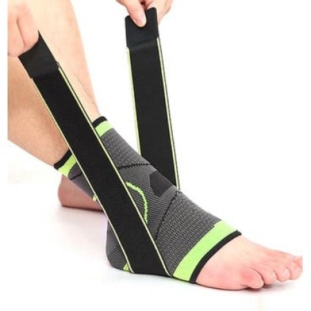 Orteza pentru Glezna, Flippy, cu Benzi Elastice de Fixare, 24 x 10.5 cm, din Nailon, Negru/Verde